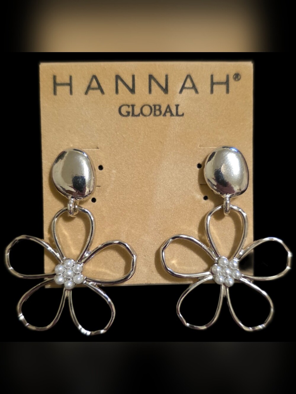Floral Drop Earrings W/Faux Pearl Cluster
